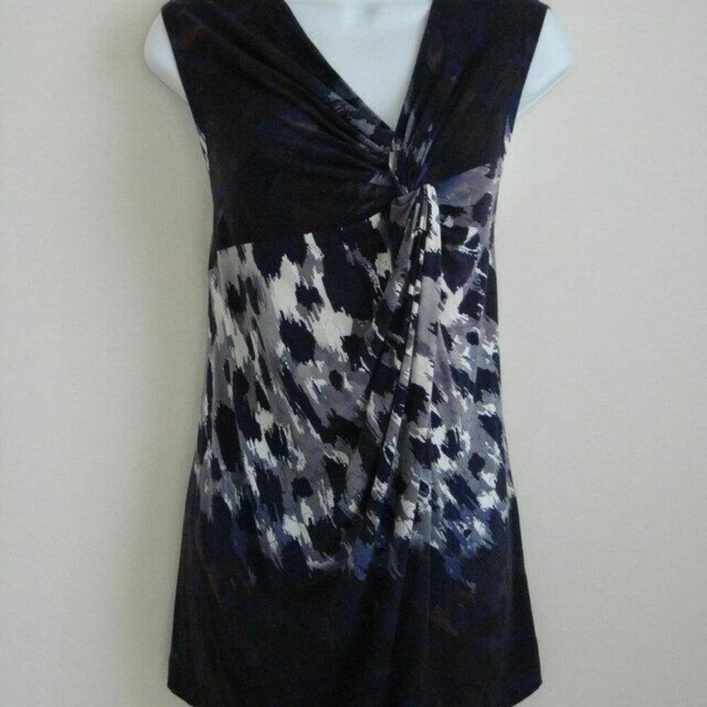 New ROBERT RODRIGUEZ Purple Multicolor Sleeveless Knot Front Jersey Top Small
